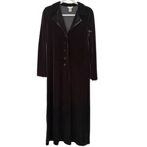 CABI Velvet Velour Goth Y2K Fitted Long Line Duster Coatigan in Black Size M